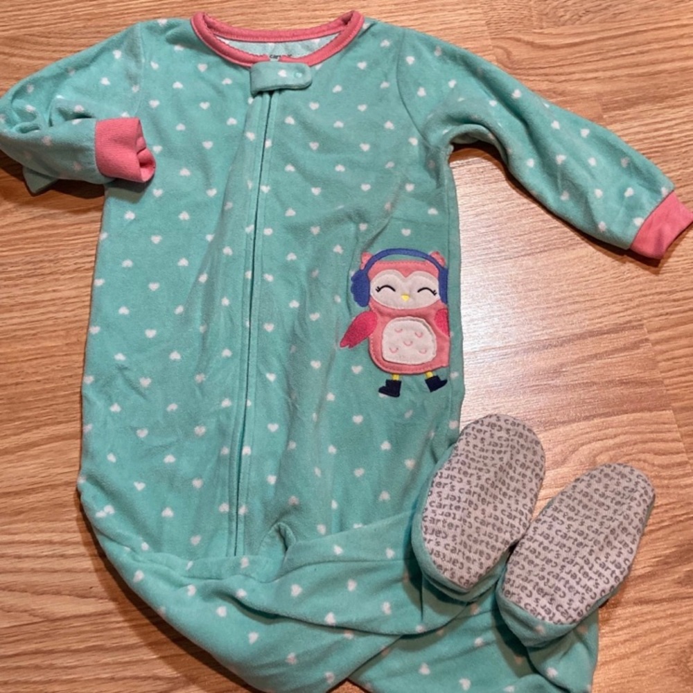 Carter's Baby Girls Owl Fleece Footed Pajamas Sleeper‎ Sleepwear 24 months